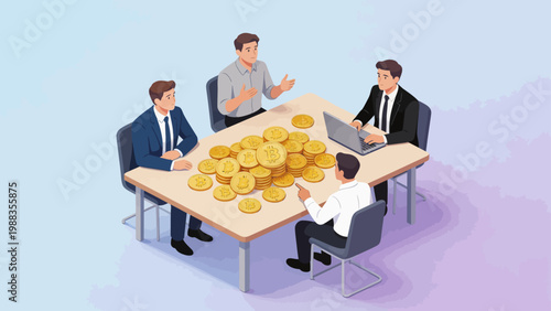 Businessmen discussing cryptocurrency