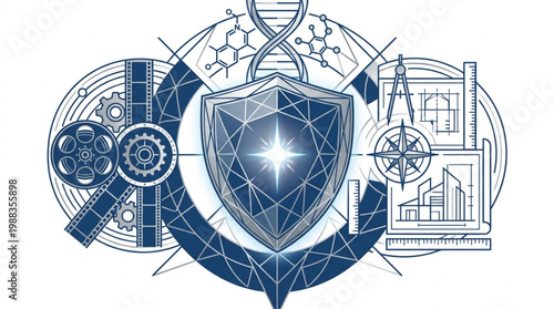 Intellectual Property Protection Concept with Science Technology and Engineering Icons
