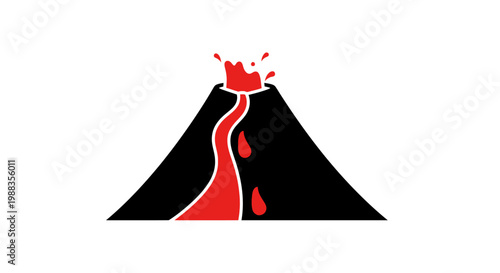 Minimalist graphic depiction of a volcanic eruption with molten lava overflowing