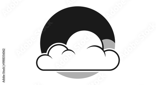 Minimalistic black and white weather icon depicting clouds and a partly obscured sun shape