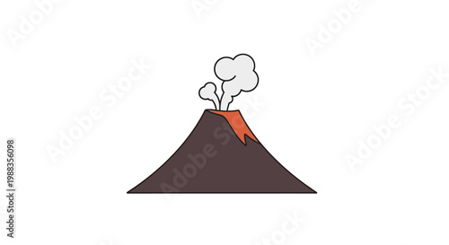 Stylized volcano erupting with smoke against a clean white background, vector illustration