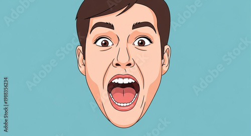 Man Expressing Shock and Surprise with Wide Open Mouth.