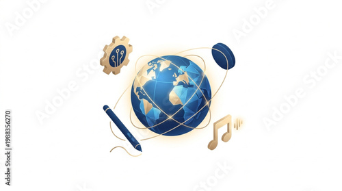 International Technology Innovation and Digital Asset Rights Management Concept