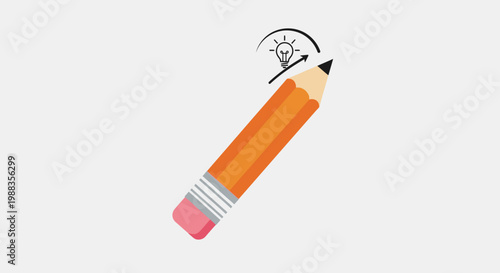 Illustration depicting creative ideas and conceptual development with a pencil and lightbulb
