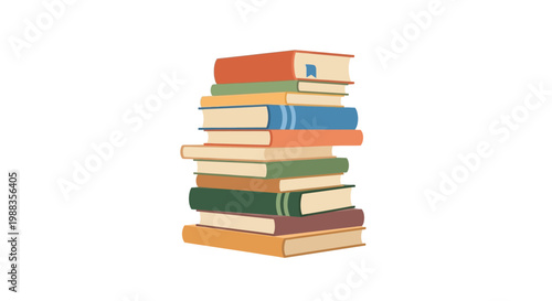 Vibrant stack of books illustration, colorful collection for reading and learning purposes