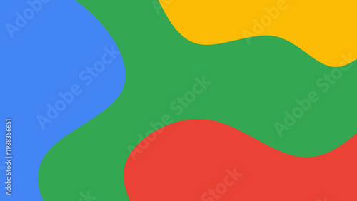 Abstract colorful fluid shapes background. Red blue green and yellow liquid blobs vector illustration. Minimalist multi colored amoeba texture. Minimalist wavy background.