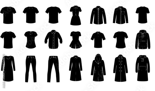 Clothing Silhouettes Vector Set Men and Women Apparel Icons Collection Isolated on White
