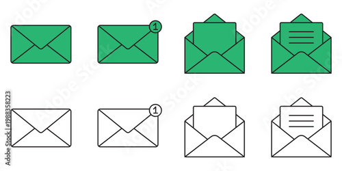 Email Web Icon Set in Line Style. Collection of E-mail and Letter Linear Icons, Including mail, envelope, email, postal, letter sent, inbox, new mail, reply and forward mail and more. Editable Stroke