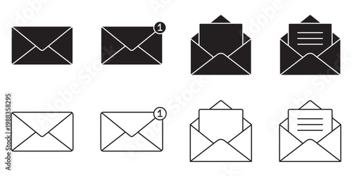 Email Web Icon Set in Line Style. Collection of E-mail and Letter Linear Icons, Including mail, envelope, email, postal, letter sent, inbox, new mail, reply and forward mail and more. Editable Stroke