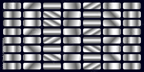 Set of Silver foil texture background. Realistic silver, gradient mesh. High resolution