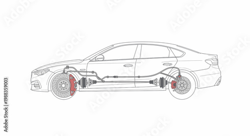Automotive Engineering Schematic - Vehicle Undercarriage Illustration