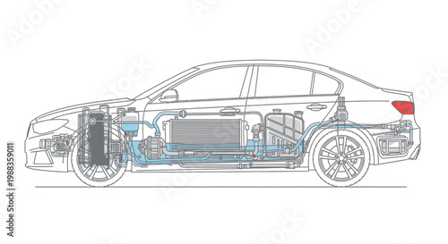 Automotive Engineering Schematic - Vehicle Systems Illustration