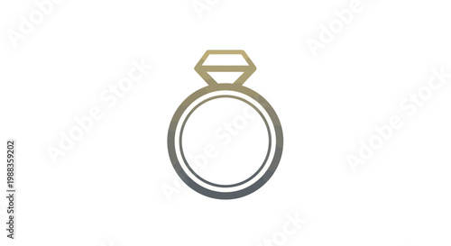 Simple elegant engagement ring illustration on white background, a symbol of romance