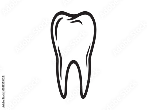 Simple black and white line drawing of a human tooth for dental illustration