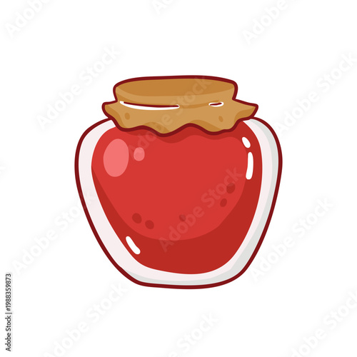 jar of strawberry jam cute vector hand drawn illustration 