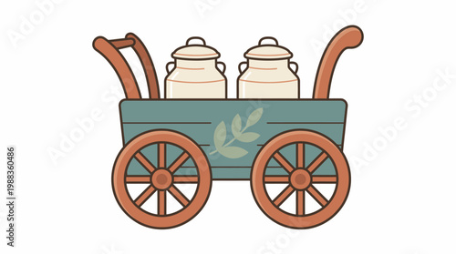 Cart with two milk churns illustration