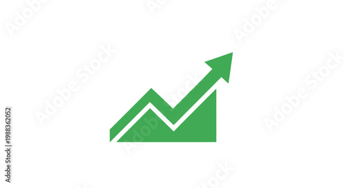 Green upward trend graph representing growth, success, and financial increase in business