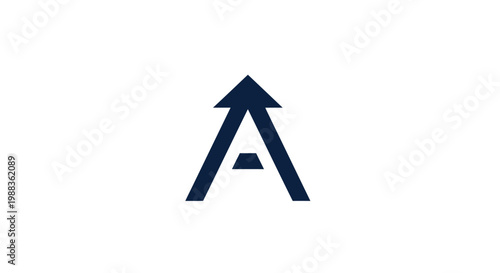 Minimalist graphic of an upward arrow incorporated into the letter A design