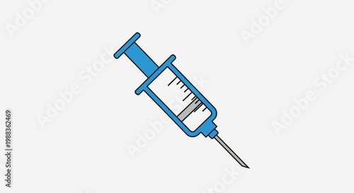 Illustration of a Medical Syringe with a Blue Handle and a White Background