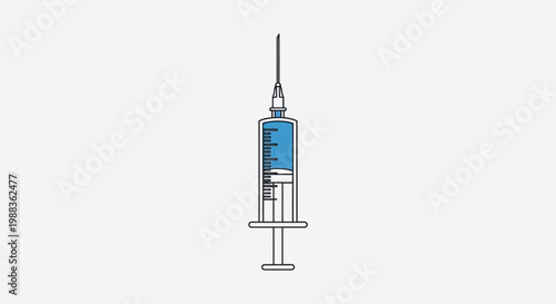 Illustration of a Medical Syringe with Liquid, a Symbol of Injections and Vaccination