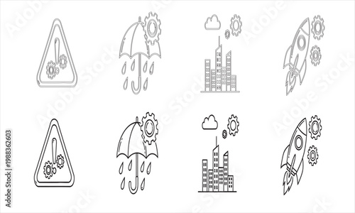 Collection of eight ancient stone carvings depicting stylized figures and symbolic representations