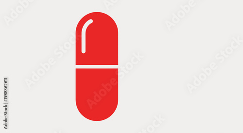 Red capsule illustration representing health, medication, treatment, and medical concepts