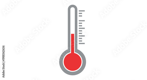 Thermometer illustration displaying temperature rise, representing heat, fever, and measurement