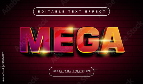 mega 3d vector text effect with modern style design