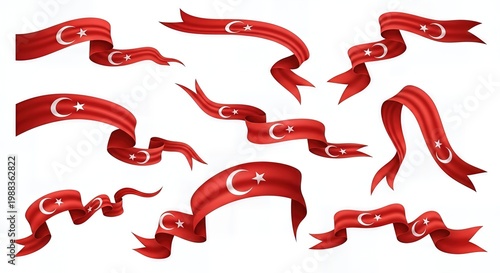 Turkey National Flag Ribbon Wave Vector Illustration – Isolated Background