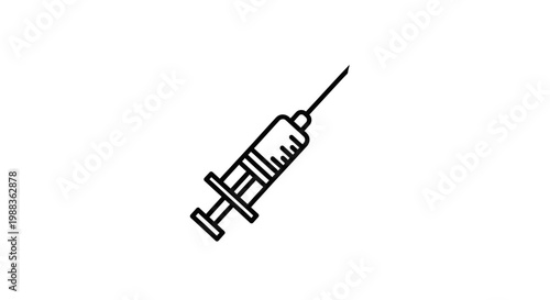 Minimalistic illustration of a medical syringe against a stark white backdrop
