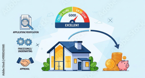 Mortgage Approval Process with Credit Score and House.