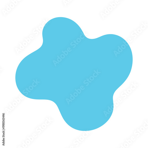 Modern light blue organic fluid blob shape isolated on transparent grid for creative digital art and web design compositions.