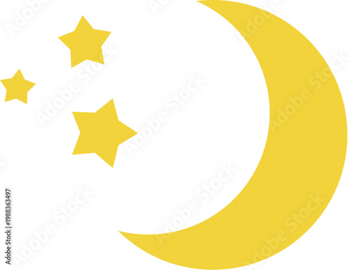 三日月と星のアイコン　かわいいベクターイラスト