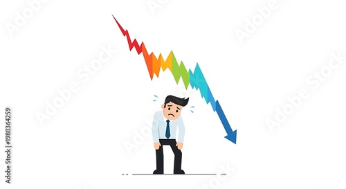 A man reacting to a declining stock market graph