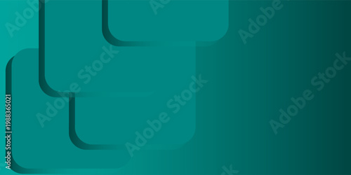 A teal abstract background with layered rectangles, creating a sense of depth and dimension, featuring rounded corners and subtle shading, giving a soft and calming visual effect.