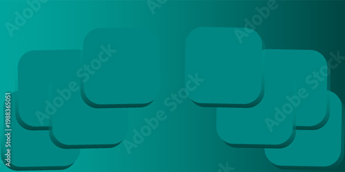 A teal abstract background with layered rectangles, creating a sense of depth and dimension, featuring rounded corners and subtle shading, giving a soft and calming visual effect.