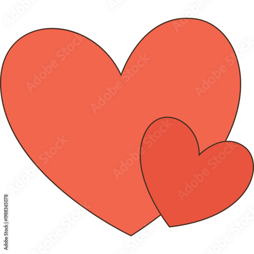 Two Red Hearts Illustration