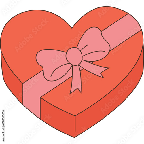 Heart Shaped Gift Box Illustration