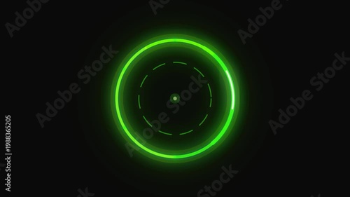 4K Futuristic Green HUD Radar Interface Animation Loop