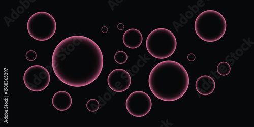 Abstract pink ellipses on black background a modern digital art composition