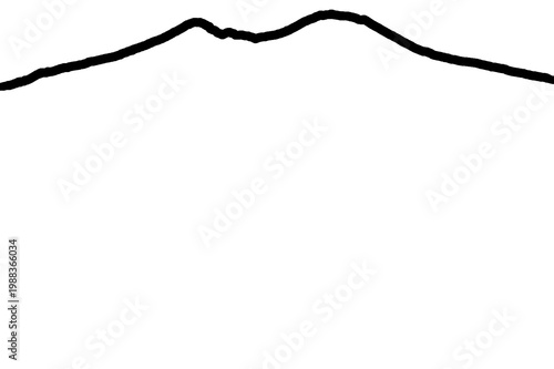 Vesuvio Horizontal mountain profile banner line art, minimalist mountain range outline, thin skyline on white background
