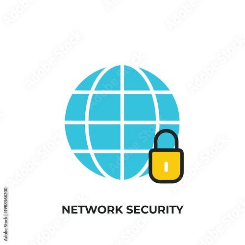 Network security icon. Flat colors icon design