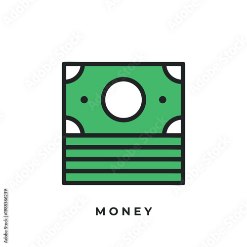 Money icon. Flat colors icon design