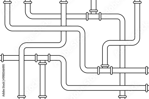 Pipe line icon, Water, Gas, Oil Pipeline, Plumbing work. Flat vector illustration