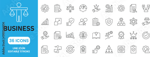Business Management and Corporate Compliance Line Icons