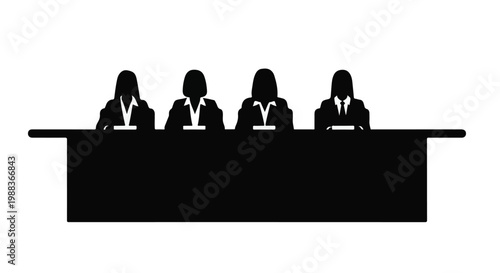 Business professionals meeting conference table silhouette illustration four people sitting