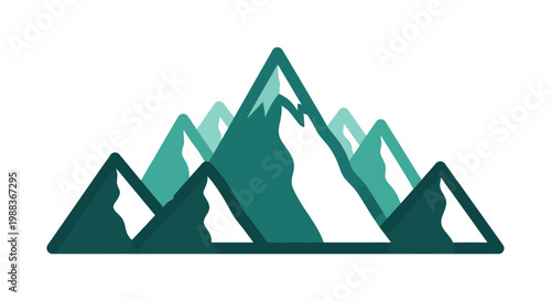Minimalist mountain range illustration featuring overlapping shapes and gradient hues