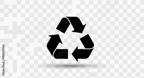 Recycling symbol illustration: A black arrow icon indicating waste treatment and eco-consciousness
