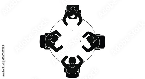 Business people meeting around circular table discussion teamwork collaboration in office setting