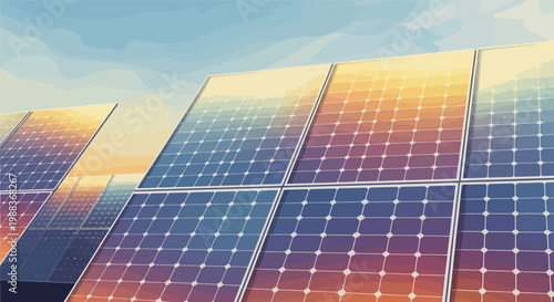 Solar panels absorbing energy from the sky transforming sunlight into sustainable power